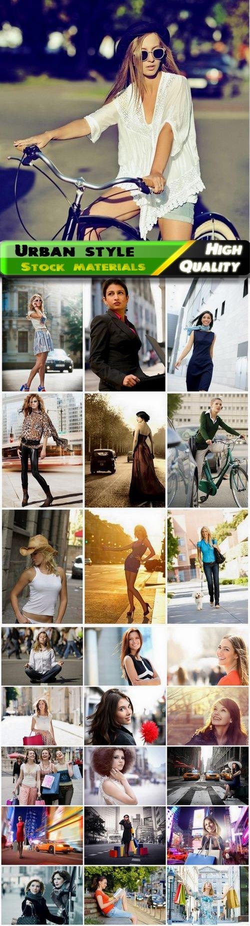 Fashionable women in urban style and girl on city street - 25 HQ Jpg