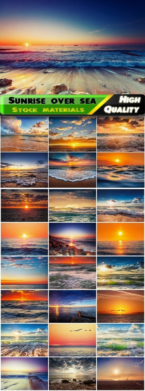 Landscape with sunset and sunrise over sea and ocean - 25 HQ Jpg
