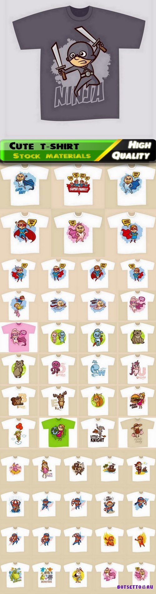 Cute fashion stylish t-shirt print for kids and children clothes 50 Eps