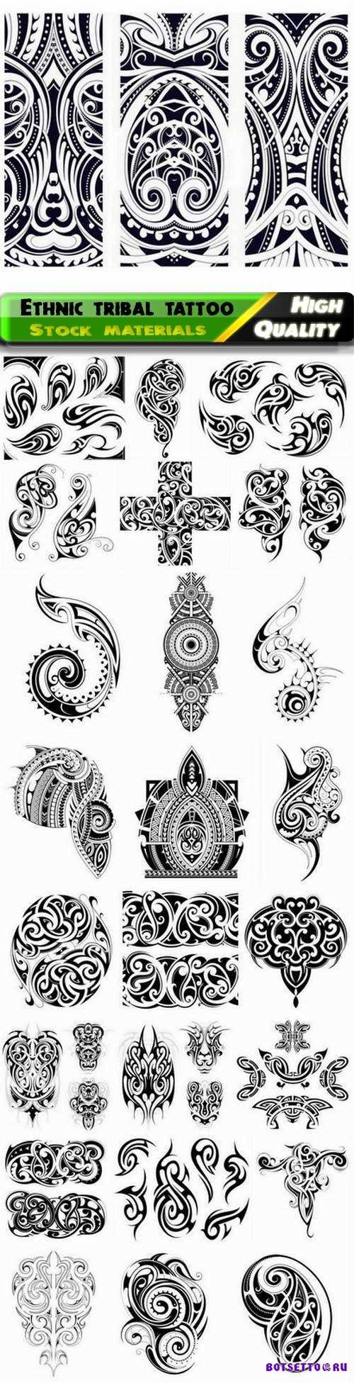 Ethnic tribal ornament with curl and swirl tattoo 25 Eps