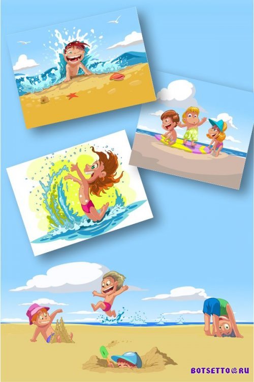 Дети, море, пляж, отдых (подборка вектора)